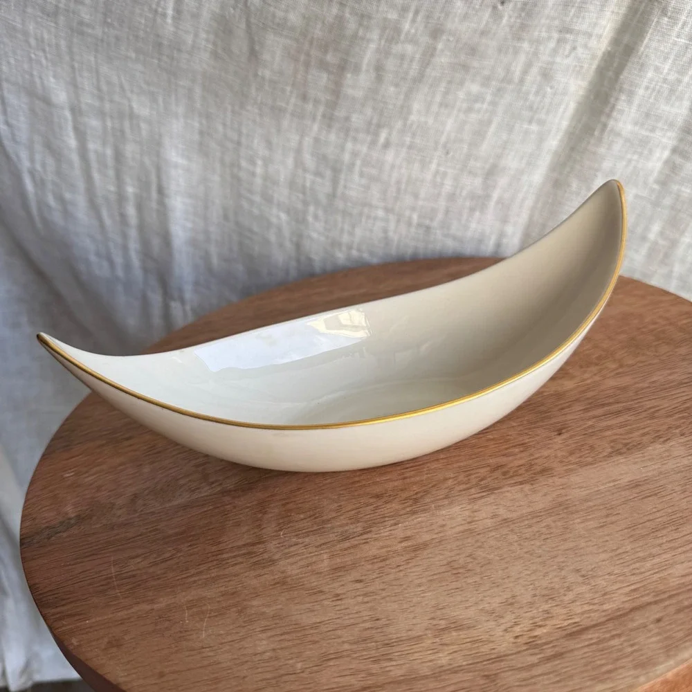 VTG Lenox Olympia Gold Nut Dish Mid Century Crescent Serving Candy Dish Catchall